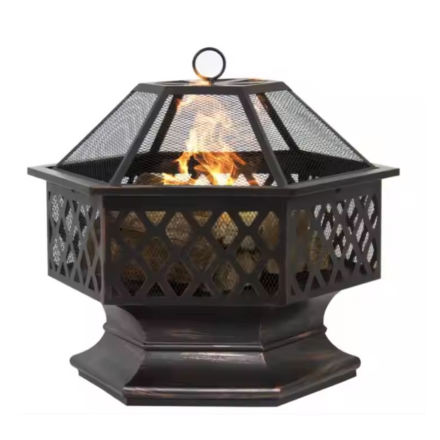 HexaForge Bronze Steel Fire Pit